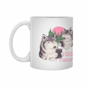 Ly sứ  hình Two Wolves On Their Phones